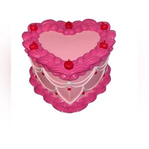 Large Pink Heart-Shaped Cake Decor Valentines Day 8 x 7”